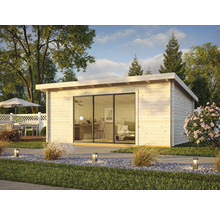 Gartenhaus Palmako Lea 19,4 m² Slide Plus inkl. Fußboden 578 x 451 cm hellgrau-anthrazit