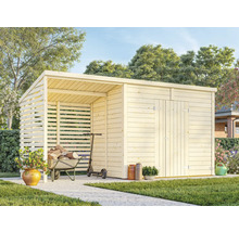 Gartenhaus Palmako Leif 4,5+2,9 m² inkl. Fußboden 467 x 187 cm hellgrau
