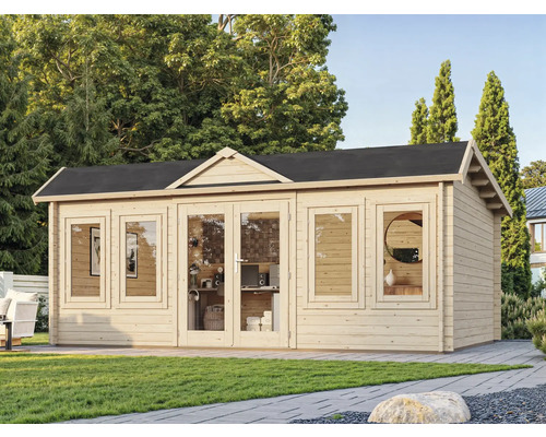 Gartenhaus Palmako Claudia Pent 19,4 m² inkl. Fußboden 578 x 425 cm tauchgrundiert Gartenhaus mit Fenstern und Doppeltür aus Holz