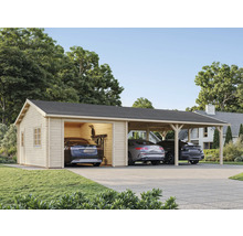 Einzelgarage Palmako Roger 19,0+33,2 m² kit ohne Tor 1006 x 619 cm tauchgrundiert braun