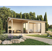 Gartenhaus Palmako Amanda 11,2+7,8 m² Slide inkl. Fußboden 712 x 340 cm natur