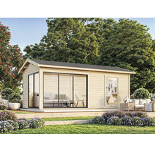 Gartenhaus Palmako Amanda 17,1 m² Slide Plus inkl. Fußboden 639 x 340 cm tauchgrundiert grau