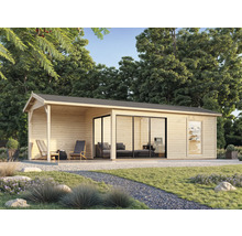 Gartenhaus Palmako Amanda 17,1+7,8 m² Slide Plus inkl. Fußboden 917 x 340 cm natur