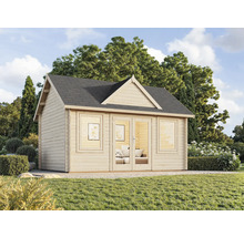 Gartenhaus Palmako Claudia 14,2 m² inkl. Fußboden 494 x 376 cm hellgrau-weiß