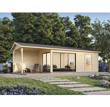 Gartenhaus Palmako Amanda 17,1+7,8 m² Slide inkl. Fußboden 917 x 340 cm dunkelgrau-anthrazit