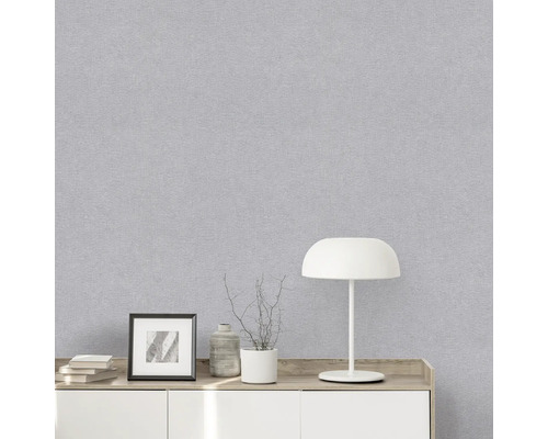 Nahaufnahme einer grauen Tapete mit Stoffstruktur