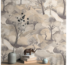 Tapete mit Baumlandschaftsmuster an der Wand