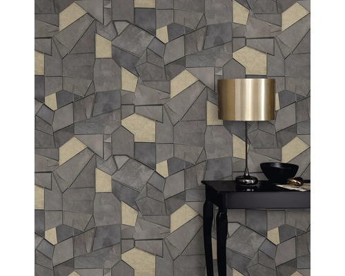 Moderne Tapete mit Steinmuster im unregelmäßigen Design