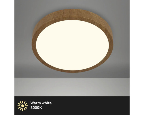 Runde Deckenleuchte mit Holzrahmen