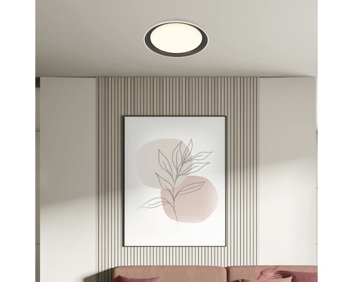 Deckenleuchte im Wohnzimmer mit gerahmtem Bild