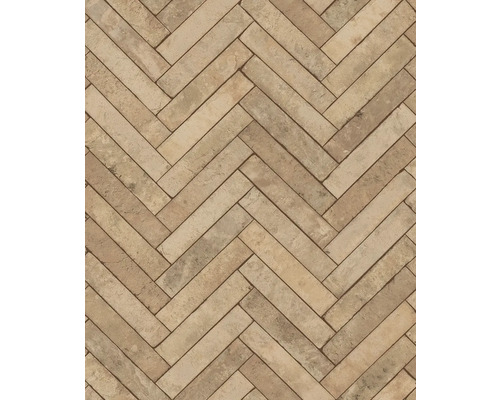 Vliestapete 45760 Struktura Stein Fischgrät beige Herringbone Muster aus Ziegelsteinen