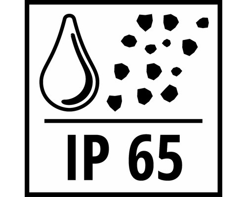 Symbol IP65: Schutz gegen Strahlwasser und Staub