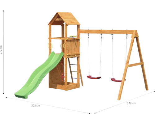 Spielturm mit Schaukel, Rutsche und Kletterleiter für den Garten