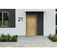 Eingangsbereich eines Hauses mit Haustür und Hausnummer 21