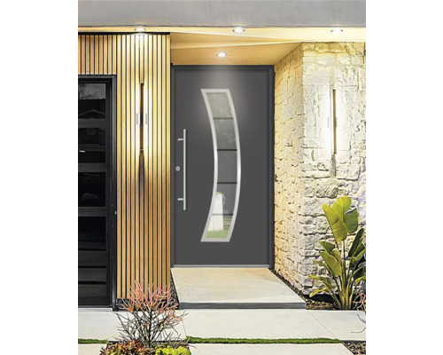 Moderne Haustür mit Glaseinsatz