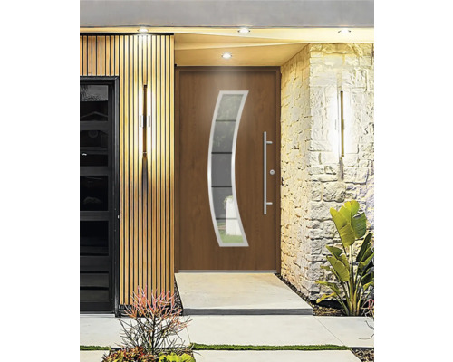 Haustür mit Glasausschnitt und Seitenelement