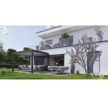 Pergola Biohort 3x3 inkl. beweglichen, isolierten Lamellendach für geringere Geräuschentwicklung und Wärmeabstrahlung 312 x 312 cm dunkelgrau-metallic
