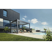 Pergola Biohort 4x3,5 inkl. beweglichen, isolierten Lamellendach für geringere Geräuschentwicklung und Wärmeabstrahlung 404,5 x 367,5 cm dunkelgrau-metallic