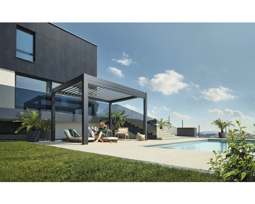 Pergola biohort 4x3,5 inkl. beweglichen, isolierten Lamellendach für geringere Geräuschentwicklung und Wärmeabstrahlung 404,5 x 367,5 cm dunkelgrau-metallic Pergola biohort 4x3,5 inkl. beweglichen, isolierten Lamellendach für geringere Geräuschentwicklung und Wärmeabstrahlung 404,5 x 367,5 cm dunkelgrau-metallic