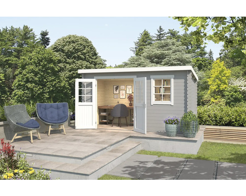 Gartenhaus Outdoor Life Amira 400 x 213,1 cm hellgrau