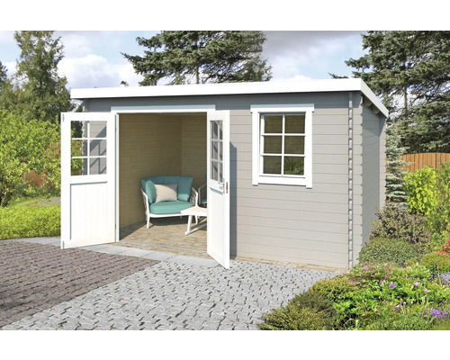 Gartenhaus Outdoor Life Amira 400 x 268,7 cm hellgrau