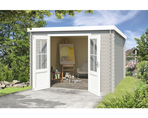 Gartenhaus Outdoor Life Atlanta 312 x 258,7 cm hellgrau