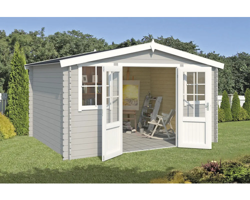 Gartenhaus Outdoor Life Dallas 410,9 x 312 cm hellgrau