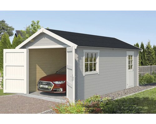 Einzelgarage Outdoor Life Dillon mit Holztor 339,9 x 580 cm hellgrau