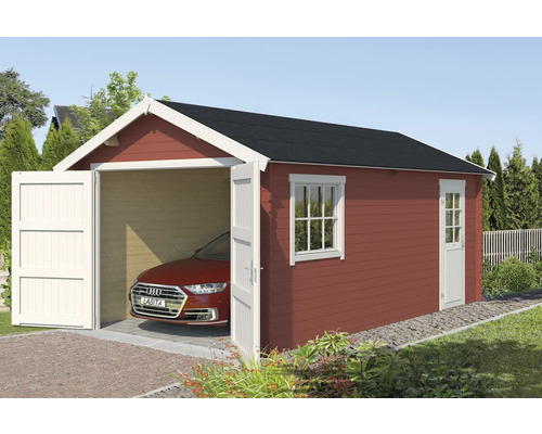 Einzelgarage Outdoor Life Dillon mit Holztor 339,9 x 580 cm schwedischrot