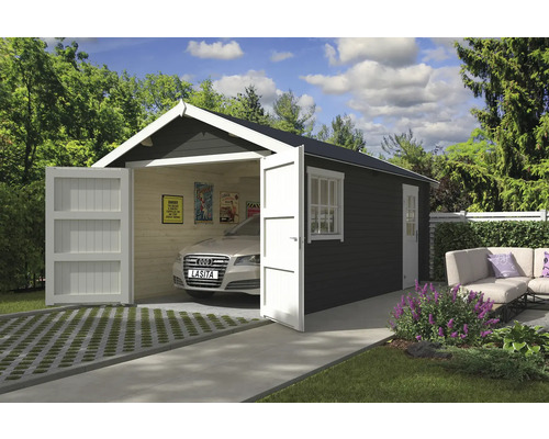 Einzelgarage Outdoor Life Dillon mit Holztor 339,9 x 580 cm graugrün