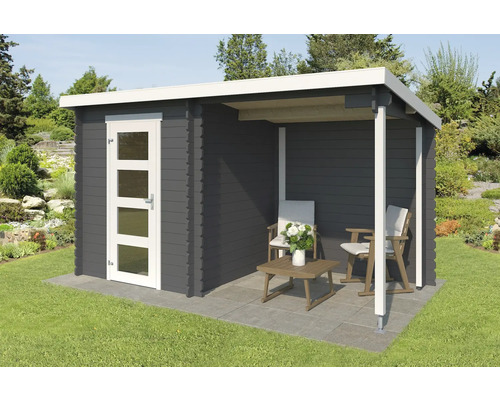 Gartenhaus Outdoor Life Jelle Plus inkl. Anbau 390 x 213,1 cm carbongrau