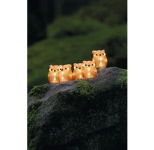 Dekorative Eulen-Lichterkette aus Kunststoff, auf einem Stein platziert