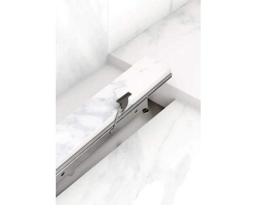 Fertigset Duschrinne hansgrohe RainDrain Rock 600 mm befliesbar 56029000 ohne Installationsset und den uBox Grundkörper