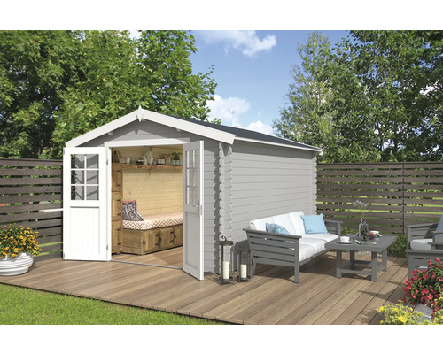Gartenhaus Outdoor Life Norah 307,2 x 400 cm hellgrau