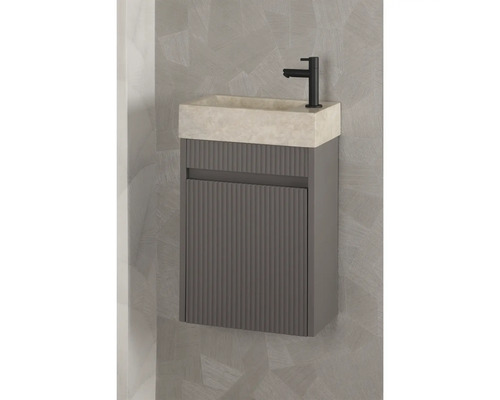 Waschtischkombination mit Waschbecken, Waschtischunterschrank und Armatur