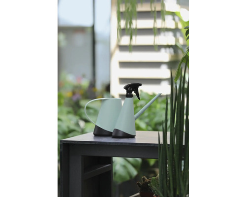 Gießkanne und Pflanzensprüher auf einem Tisch