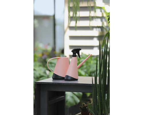 Gießkanne und Pflanzensprüher für den Garten auf einem Tisch