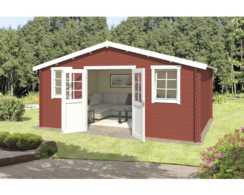 Gartenhaus aus Holz mit Doppeltür und Fenster im Garten