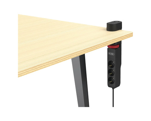Tisch mit Q-Link Steckdosenleiste zur Tischmontage