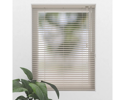 Fenster mit horizontalen Jalousien zur Lichtregulierung.