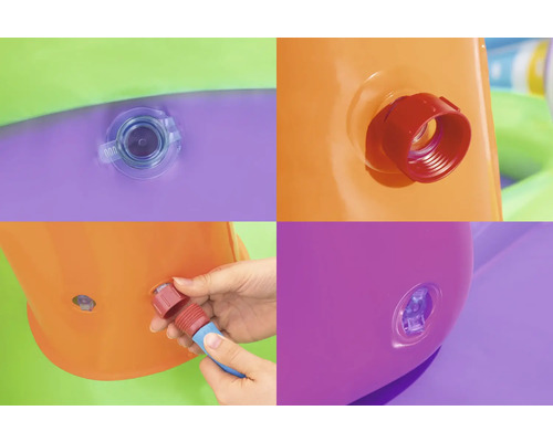 Detailansicht der Ventile eines aufblasbaren Pools