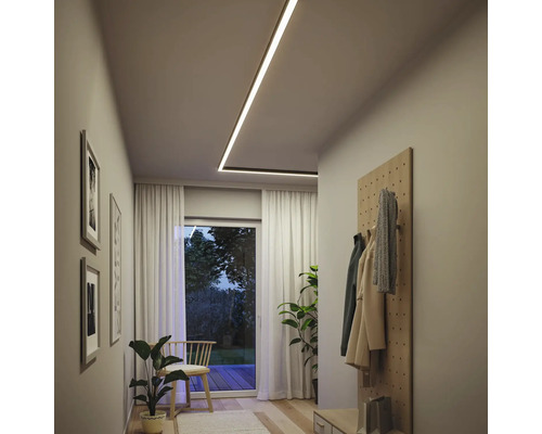 Flur mit Deckenleuchte, Garderobe und Zimmerpflanzen