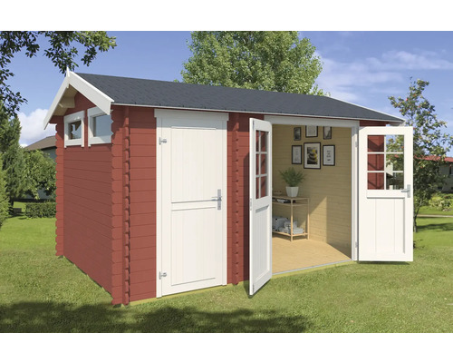 Gartenhaus Outdoor Life William inkl. Fußboden 420 x 288,8 cm schwedischrot Gartenhaus mit Doppeltür, Einzeltür und Fenstern