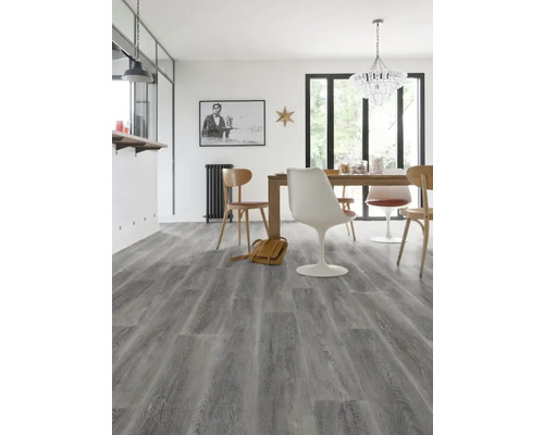 Esszimmer mit Holzboden, Esstisch und Stühlen