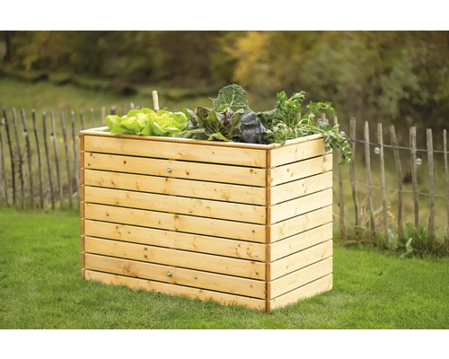 Hochbeet klassisch WESTMANN Asket L 130 x 70 x 90 cm natur Hochbeet aus Holz mit Salatpflanzen im Garten