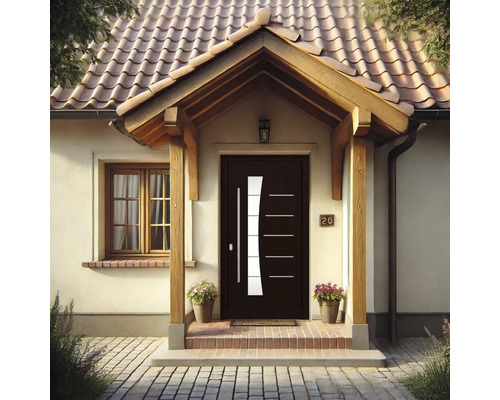 Haustür mit Glaseinsatz in einem Hauseingang