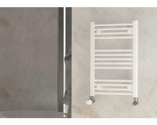 Rotheigner Badheizkörper SOLID 700 x 450 mm weiß Anschluss Beidseitig unten Weißer Handtuchwärmer im Badezimmer