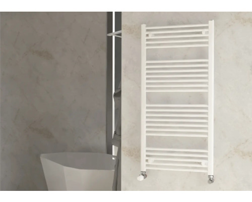 Rotheigner Badheizkörper SOLID 1220 x 600 mm weiß Anschluss Beidseitig unten Weißer Handtuchwärmer im Badezimmer
