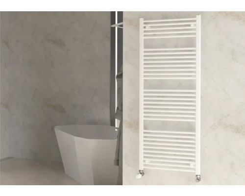 Rotheigner Badheizkörper SOLID 1500 x 600 mm weiß Anschluss Beidseitig unten Badezimmer mit Badewanne und Handtuchwärmer