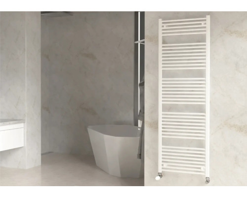 Rotheigner Badheizkörper SOLID 1820 x 750 mm weiß Anschluss Beidseitig unten Badezimmer mit Badewanne, Waschbecken und Handtuchwärmer